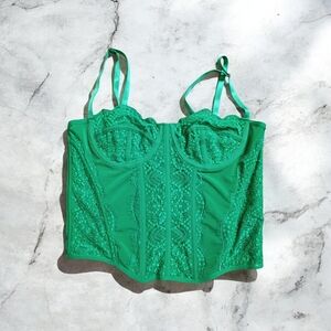 Green Lace Bustier Top Size L